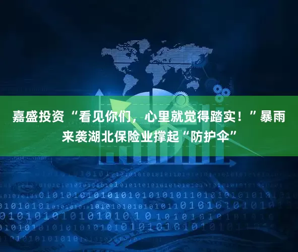 嘉盛投资 “看见你们，心里就觉得踏实！”暴雨来袭湖北保险业撑起“防护伞”